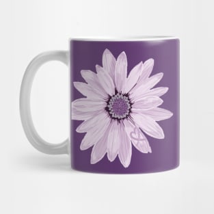 Light Purple Daisy with hidden Heart Awareness Ribbon Mug